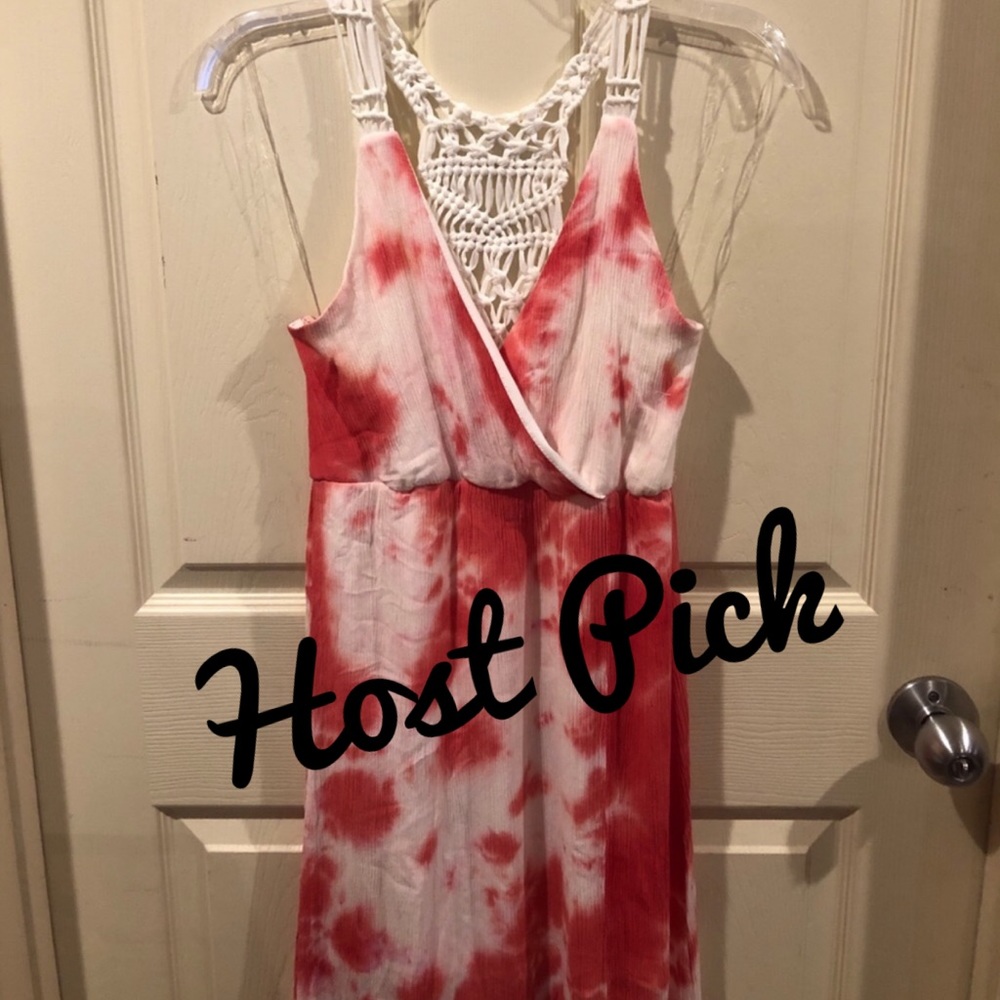 Charlotte Russe Hot Pink Tye-Dyed Maxi